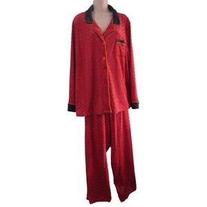 Daisy Print Velour Menswear Inspired Pajama Set Womens 2X EUC Red Blue Yellow